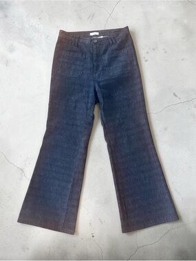 Billy Reid Women's Dark Wash Denim Trouser Pants Size 10 Patch Pocket Wide Leg